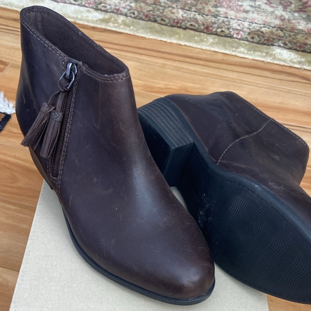Clarks Dark Brown Leather Ankle Booties